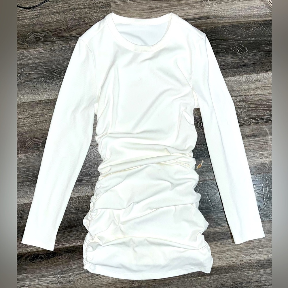 White Long Sleeve Bodycon Mini Dress Medium